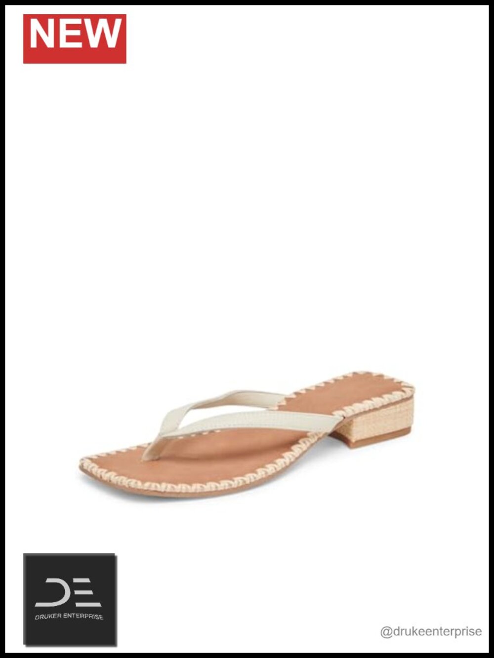 Leather Thong Sandals Block Heel Slip On Casual Summer Shoes